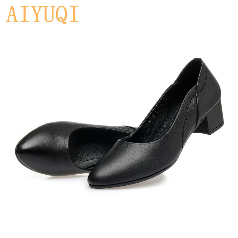 AIYUQI النساء أحذية أحذية نسائية 2021 الخريف جديد جلد طبيعي النساء أحذية سيدة ملابس رسمية مكتب الإناث الأحذية
