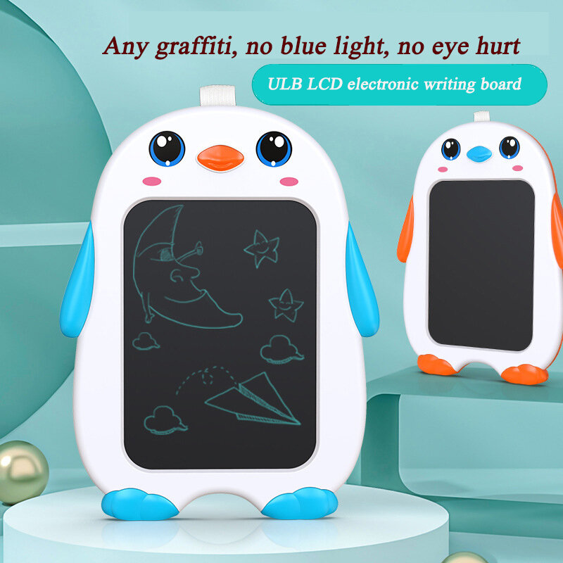 9 بوصة LCD LCD البطريق ثلاثة ألوان خالية من الغبار لوحة الرسم للأطفال الكرتون شكل لوحة الرسم