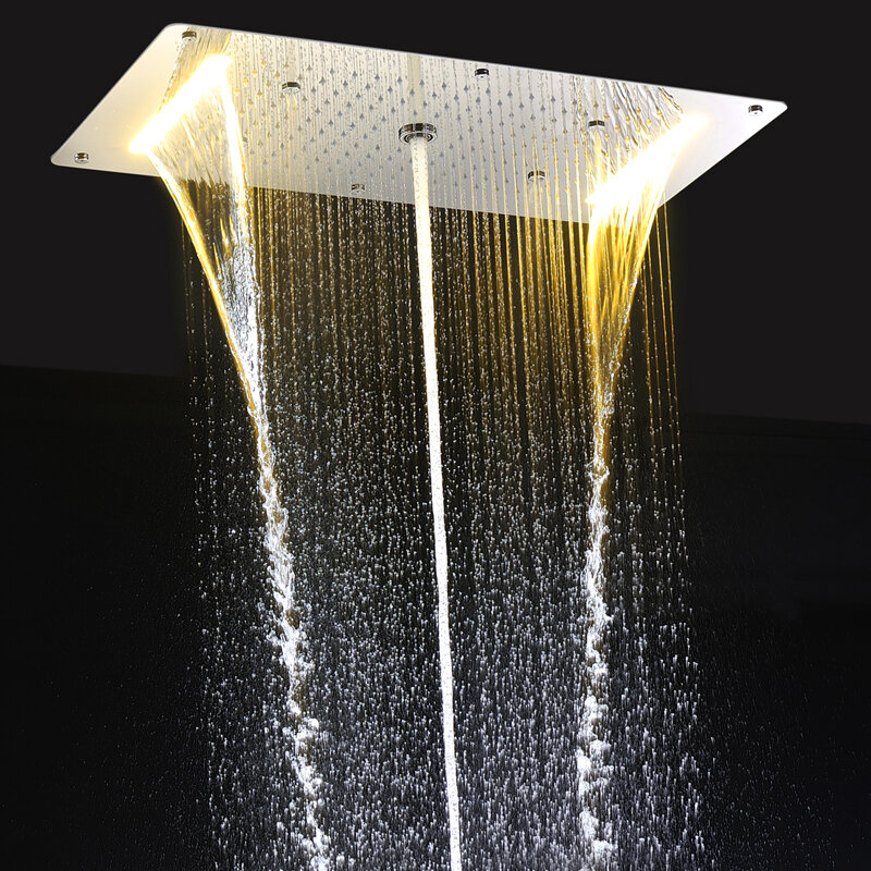 اكسسوارات الحمام سقف LED دش مجموعة 4 طرق خلاط صمام الحنفيات شلال المطر تدليك نظام النفقات العامة 380*700 مللي متر