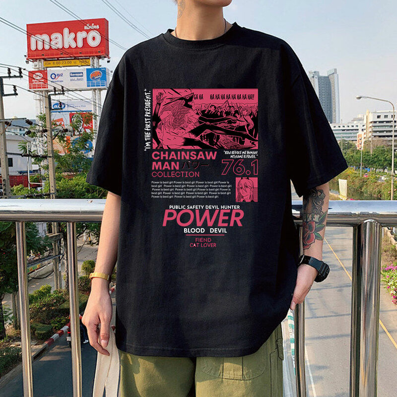 بالمنشار رجل قوة T قميص الرجال الجمالية زوجين الجرافيك تيز بلايز الرجال النساء المتضخم تي شيرتات قصيرة الاكمام Harajuku Kawaii #1