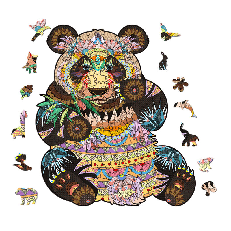 جديد الملونة الباندا خشبية لغز ثلاثية الأبعاد DIY بها بنفسك A3 A4 A5 تململ لعبة الغريبة الحيوان بانوراما لعبة 100 200 300 قطع للأطفال الطفل هدية