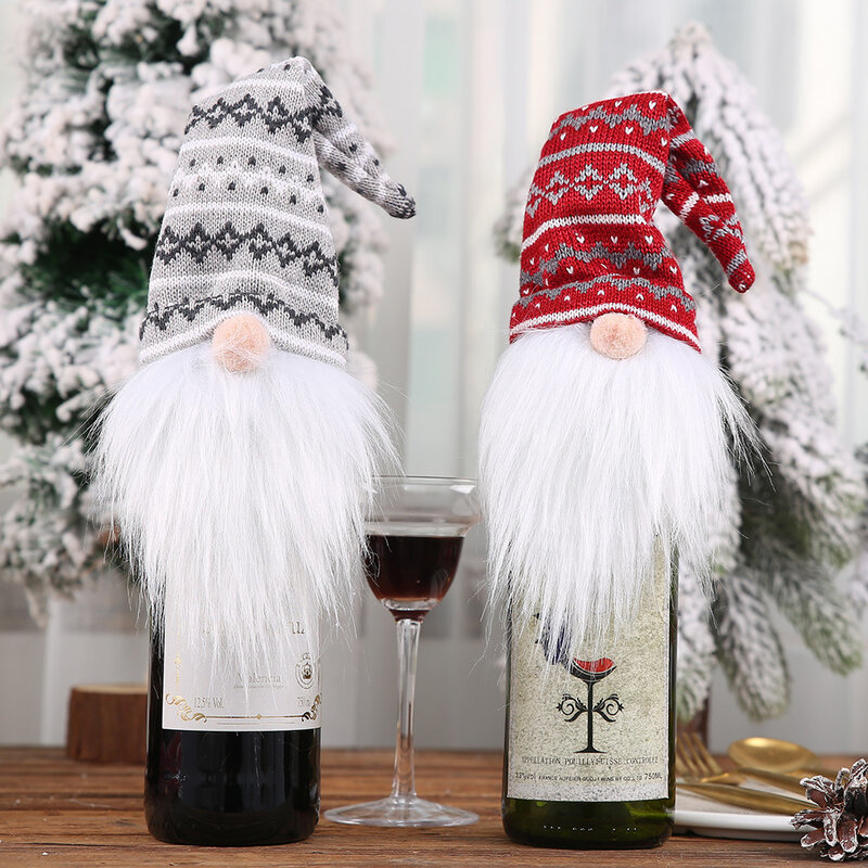 2022 السنة الجديدة هدية سانتا كلوز زجاجة نبيذ غطاء غبار عيد الميلاد نويل زينة عيد الميلاد للمنزل نافيداد 2021 عشاء ديكور للطاولات