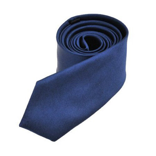 رابطة عنق ضيقة من البوليستر ربطة عنق ضيقة بلون أزرق داكن للرجال (2 "أقصى عرض)