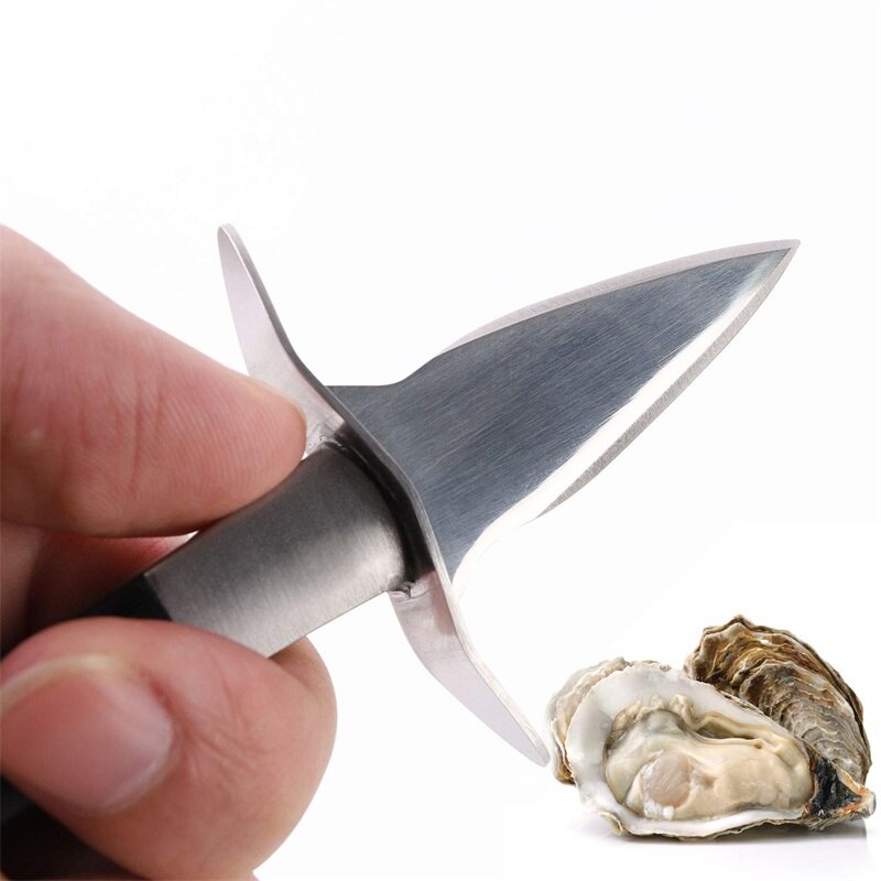 المحار Shucking أدوات الفولاذ المقاوم للصدأ مع مقبض خشبي عدم الانزلاق الجلود غمد و قفازات مقاومة أدوات المأكولات البحرية الأدوات