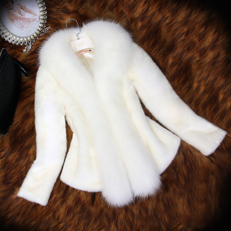 Winter Fur Coat Women's Short Imitation Mink Fur Imitation Fur Coat Fox Fur Collar