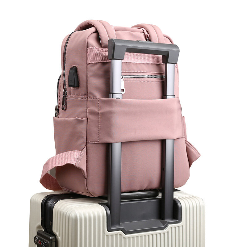 حقيبة ظهر نسائية ذات سعة كبيرة ، ماركة مشهورة ، حقيبة مدرسية صلبة للبنات ، حقيبة ظهر نسائية متعددة الجيوب عصرية ، 2019