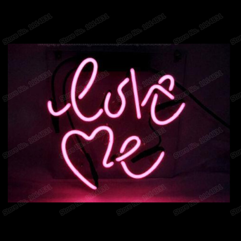 الوردي القلب الحب لي النيون تسجيل مخصص اليدوية ريال أنبوب زجاجي نوم ديكور المنزل عرض ضوء مصباح هدية 14 "X14"