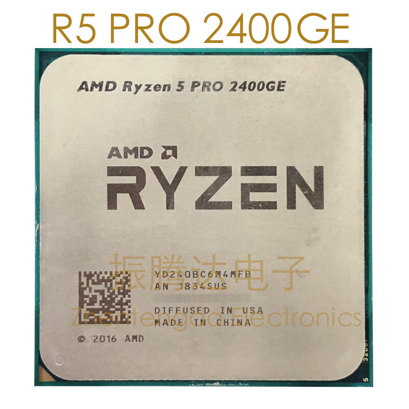 كمبيوتر مستعمل المعالج AMD Ryzen 5 برو 2400GE 3.2GHz المقبس AM4 4 النواة 8 المواضيع 2400GE معالج وحدة المعالجة المركزية
