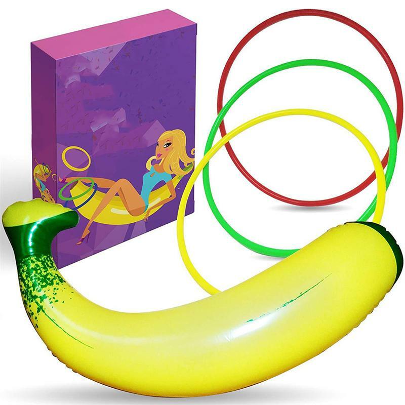 2 قطعة بولي كلوريد الفينيل دائم لعبة قابلة للنفخ الموز شاطئ حمام سباحة لعبة عائمة للأطفال الأطفال (أصفر)