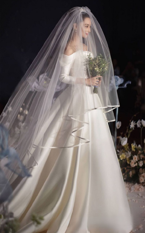 الزفاف التعادل نفس الحجاب بسيط الساتان مغطاة الساتان فستان الزفاف سوبر ذيل طويل الموصى بها المباراة