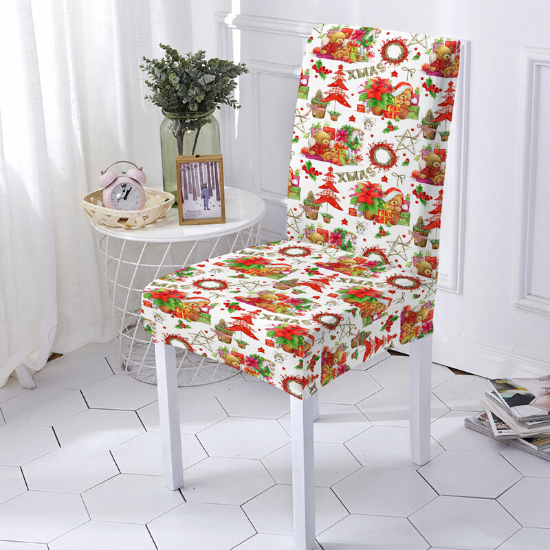 عيد الميلاد كرسي يغطي مرونة لغرفة الطعام دنة غطاء مقعد الكرسي Housse دي تشيس زينة عيد الميلاد للمنزل