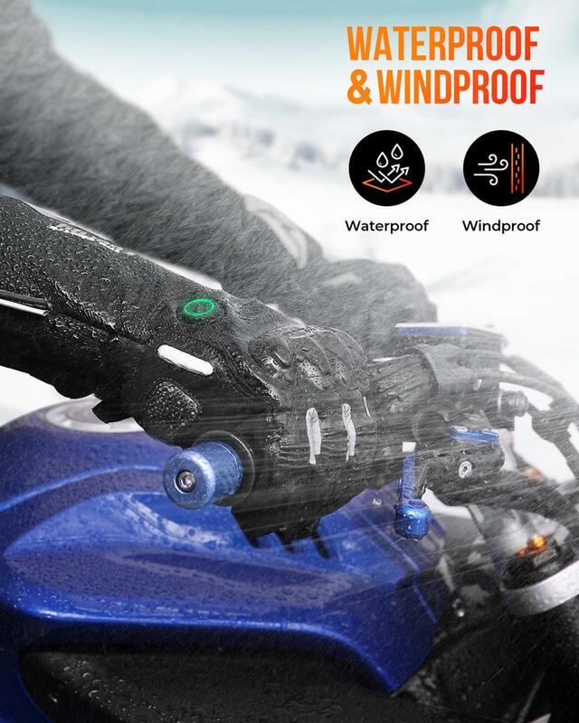 دراجة نارية شتاء دافئ قفازات ساخنة موتو التزلج قفازات مقاوم للماء قابلة للشحن التدفئة الحرارية قفازات للثلج