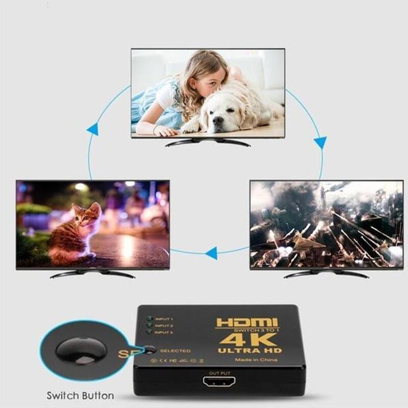مفتاح فيديو متوافق مع HDMI 1080P 4K * 2K ، موزع ، 3 مداخل ، 1 منفذ إخراج ، محور DVD HDTV PS3 PS4