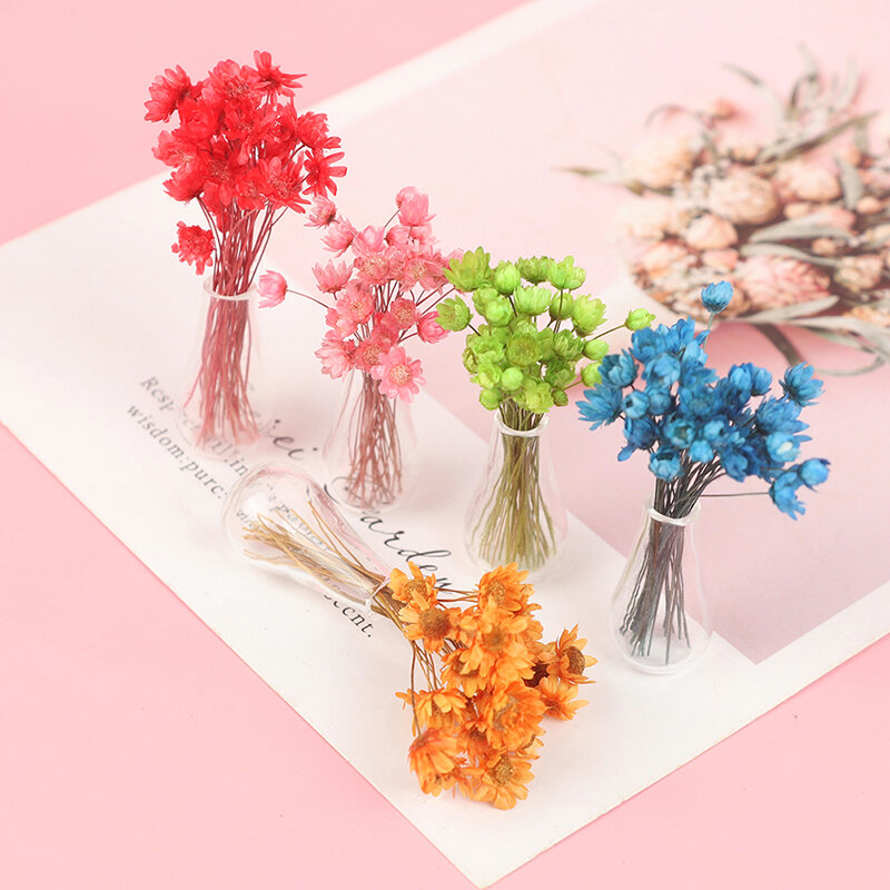 1 مجموعة نموذج زهرة صغيرة مع زجاجة الزجاج محاكاة زهرية اللعب دمية ديكورات منزلية دمية مصغرة الملحقات