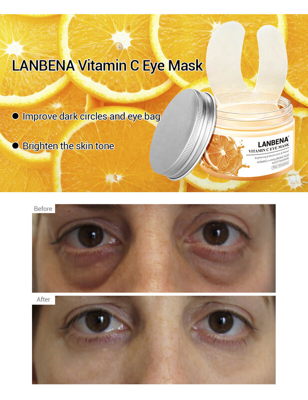 LANBENA ريتينول حمض الهيالورونيك VC قناع عين العين بقع إصلاح خطوط العين يقلل الهالات السوداء أكياس تغذي الترطيب العناية بالعين