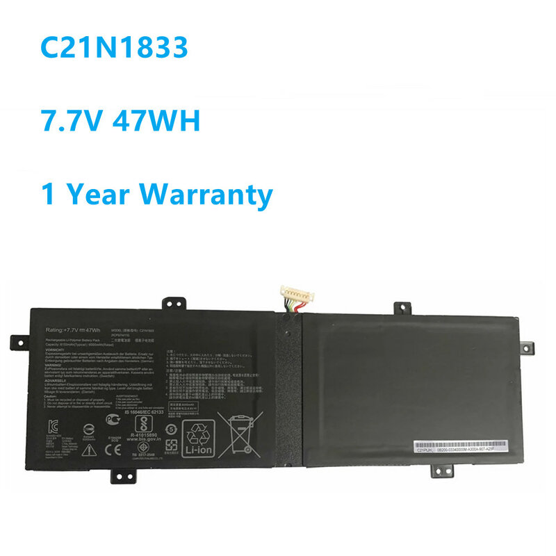 بطارية كمبيوتر محمول C21N1833 ل ASUS Vivobook S14 S431FL UX431FN UX431FA UM431DA UM431 S431 C21N1833 7.7V 47W