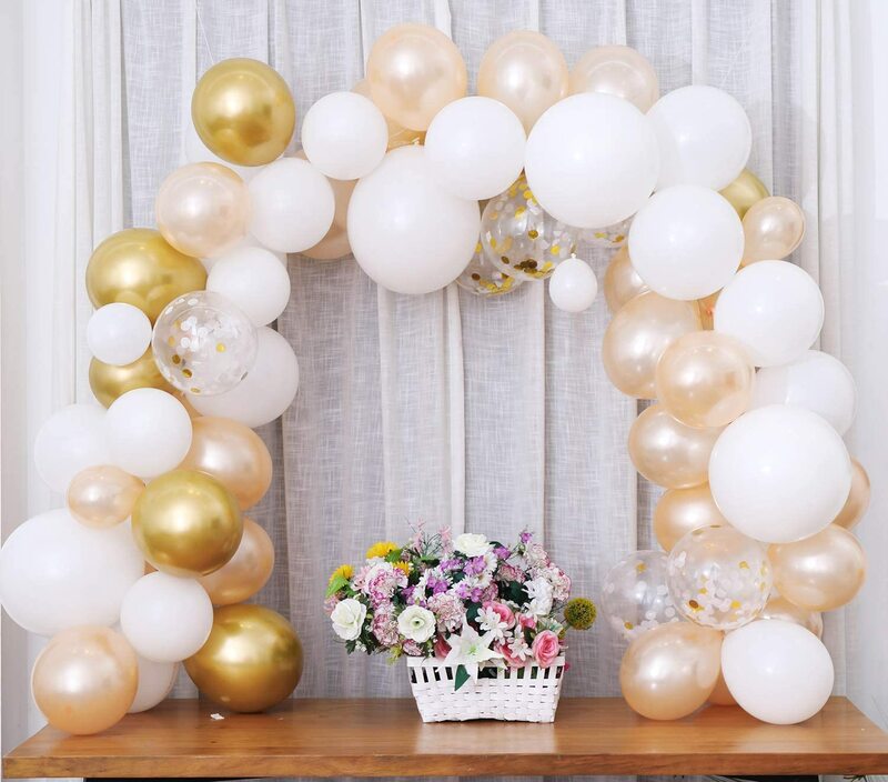 الكروم الذهب الأبيض بالون جارلاند عدة استحى اللؤلؤ بالونات ورقية لحفل زفاف الزفاف استحمام الطفل زينة حفلة عيد ميلاد