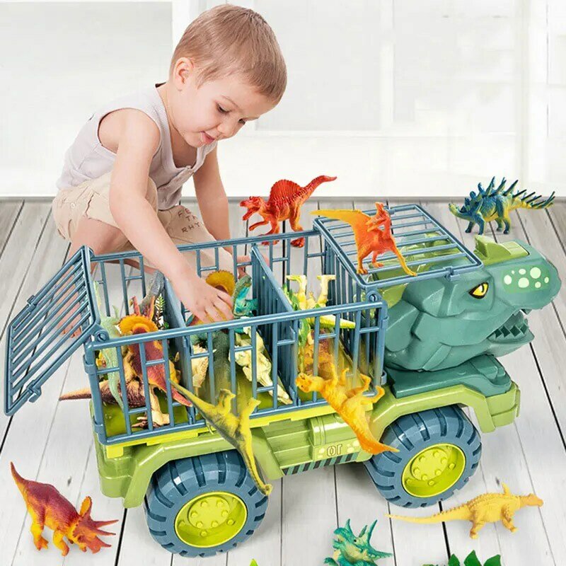 الأطفال ديناصور النقل سيارة المتضخم السيارات بالقصور الذاتي الناقل شاحنة لعبة التراجع سيارة لعبة مع ديناصور هالوين طفل هدية