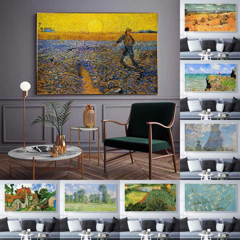 لوحة زيتية للمناظر الطبيعية فان جوخ ، قماش فني تجريدي ، لوحة جدارية لغرفة المعيشة ، الممر ، المكتب ، الديكور المنزلي