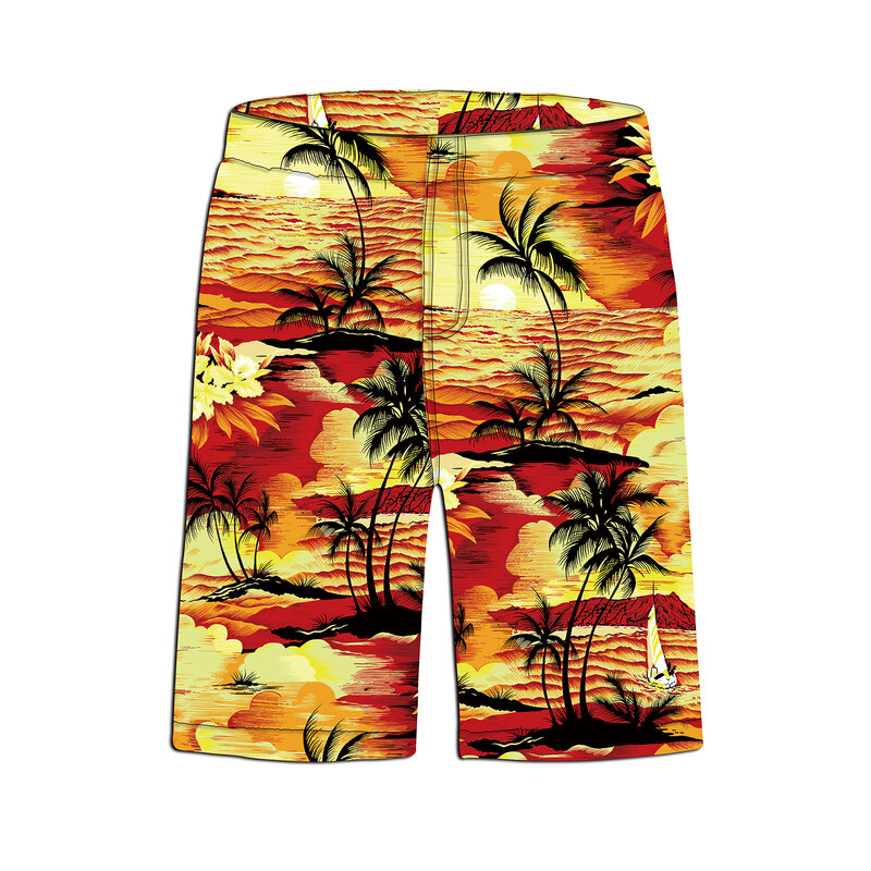 سعر الجملة تصميم جديد صديقة للبيئة مخصصة شاطئ جوز الهند مطبوعة قميص هاواي صيفي رجل