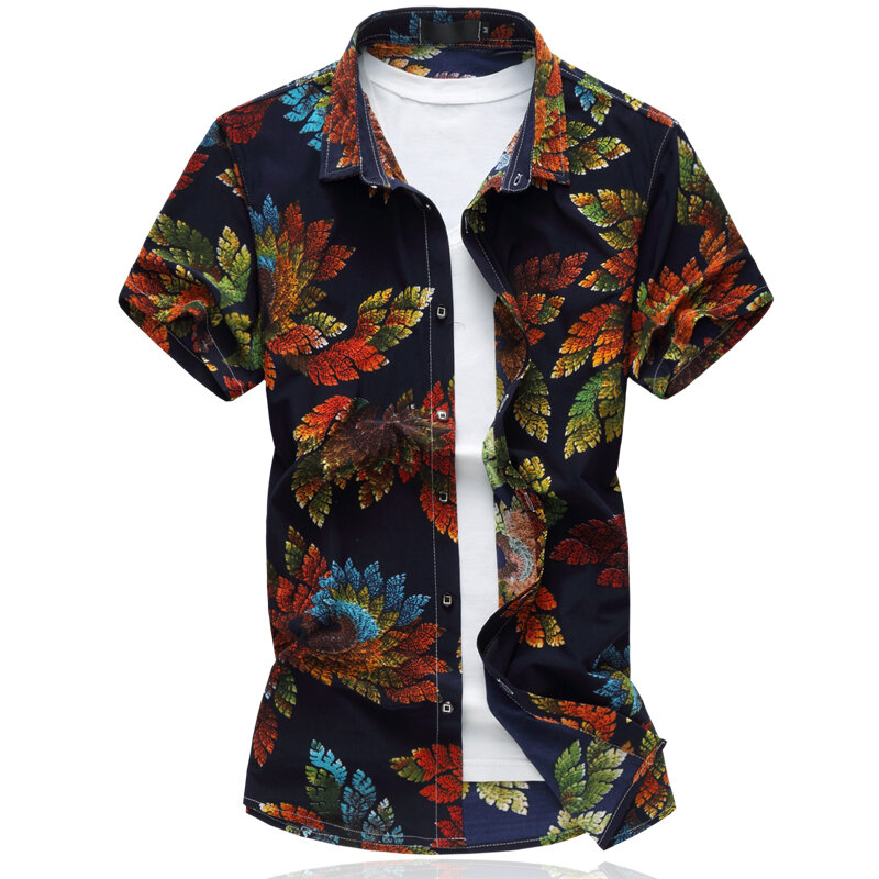 2022 صيف جديد حجم كبير 5XL 6XL الرجال قميص هاواي صيفي قصيرة الأكمام فضفاضة عادية شاطئ زهرة قميص الرجال