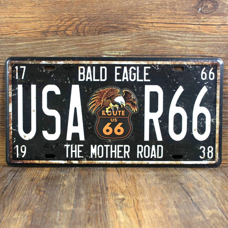 لوحات سيارة ترخيص الرجعية "الطريق الأم USA-R66" خمر معدن القصدير علامات المرآب اللوحة اللوحة ملصقا 15x30cm #1