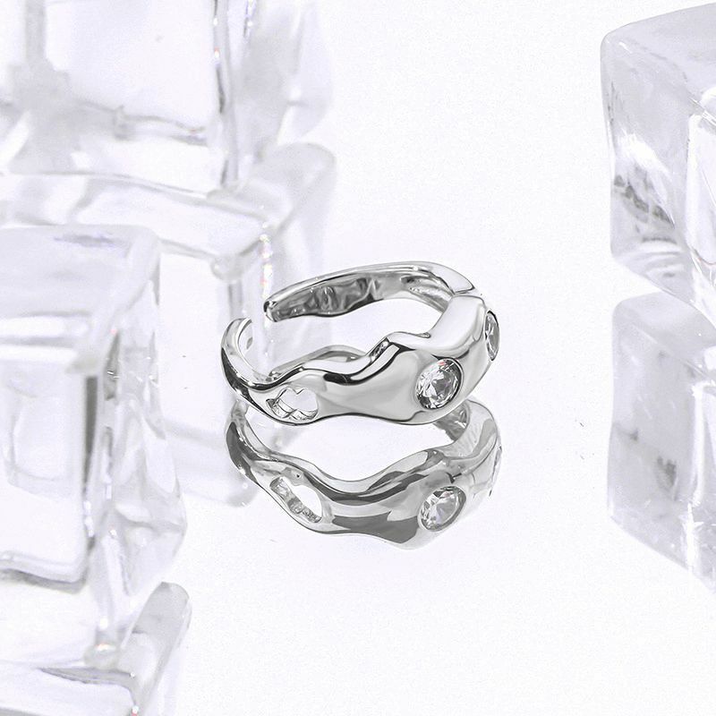 خاتم مفتوح من الفضة الإسترليني S'STEEL بتصميم ديانة على الموضة لعام 925 بتصميم غير منتظم من الزركون للنساء مجوهرات راقية موديل 2021