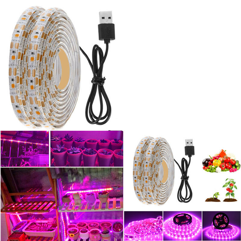 مصباح LED للنباتات ، شريط إضاءة USB كامل الطيف لزراعة النباتات ، 2 متر ، 3 متر ، 2835 SMD ، DC5V ، مصابيح نباتية منزلية ، نطاق كامل