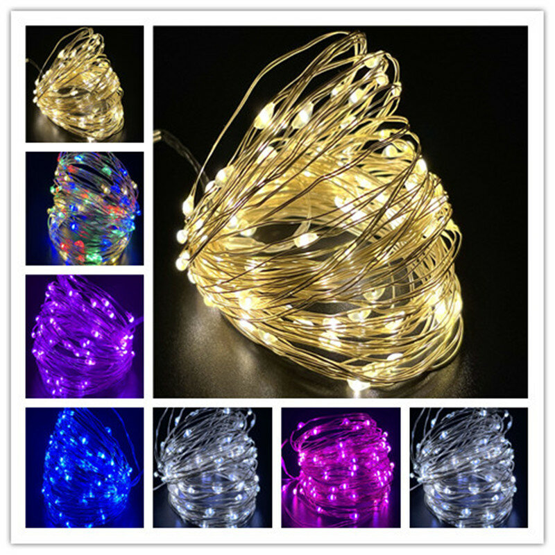 2/3/5/10 متر LED سلسلة أضواء النحاس الفضة سلك جارلاند ضوء مقاوم للماء الجنية أضواء لعيد الميلاد حفل زفاف الديكور