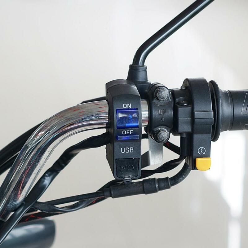 مؤشر LED دراجة نارية المقود جبل USB ميناء شاحن الهاتف مع التبديل سهلة التركيب اكسسوارات وقطع غيار الدراجات النارية #3