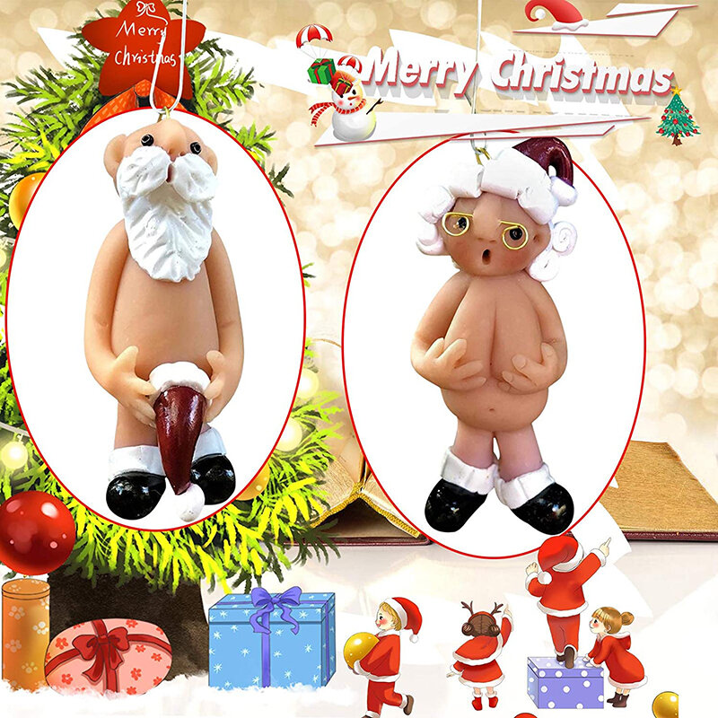 عيد الميلاد الحلي مضحك عارية سانتا كلوز معلقة قلادة للمنزل مكتب الذكور والإناث سانتا كلوز شجرة عيد الميلاد الديكور