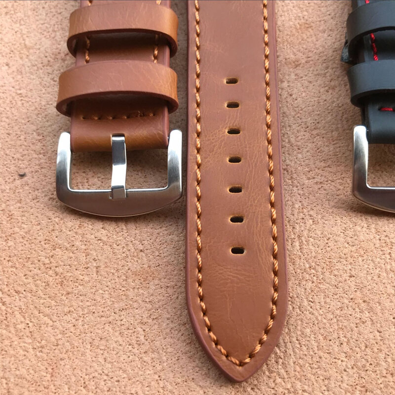 16mm 18mm 20mm 22mm Women Men Watchband Genuine Leather Watch Bands Straps Watches Accessories Coffee Black Belt Strap Replacem #4