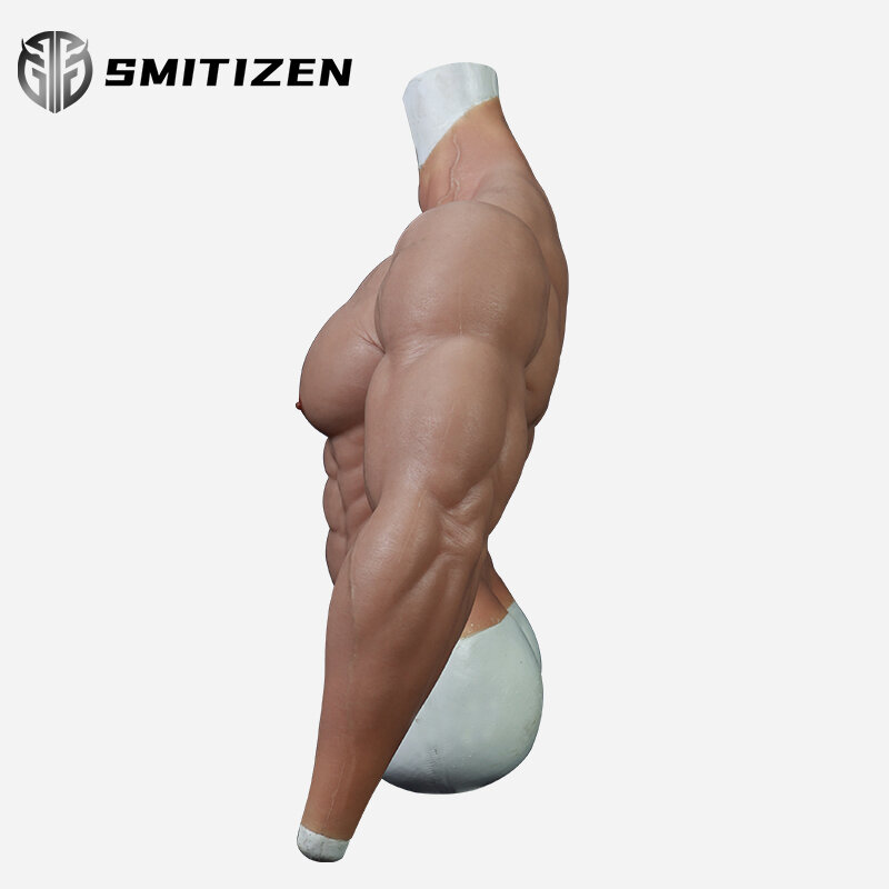 سميتيزن بدلة عضلية مطورة من السيليكون مع أذرع للذكور بدلة عضلية صناعية واقعية مزيفة للبطن