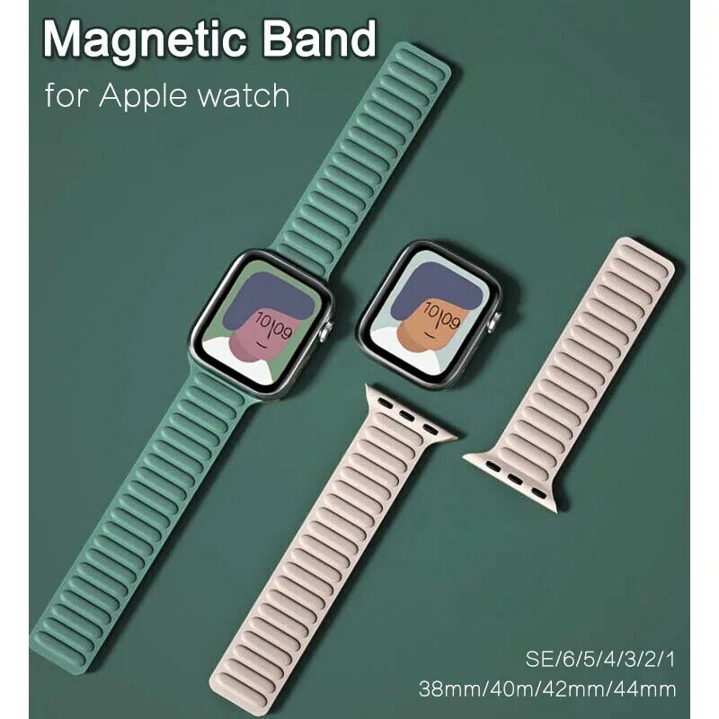 سيليكون رابط حلقة المغناطيسي حزام ل apple watch الفرقة 44 مللي متر 40 41 مللي متر 45 49 مللي متر جدا سوار iWatch سلسلة 8 7 6 SE 5 4 3 42 38 مللي متر