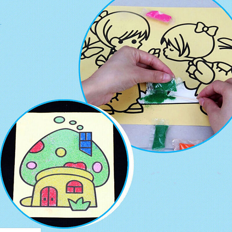 2/5 قطعة الاطفال DIY لون الرمال اللوحة الفن الإبداعية الرسم لعب الرمل ورقة تعلم الفن الحرف التعليم لعب للأطفال