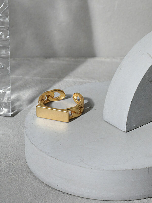 خاتم مفتوح من الفضة الإسترليني عيار 925 من S'STEEL بتصميم كوري بسيط على شكل ملمس هندسي للنساء هدايا مجوهرات قوطية قابلة للتعديل
