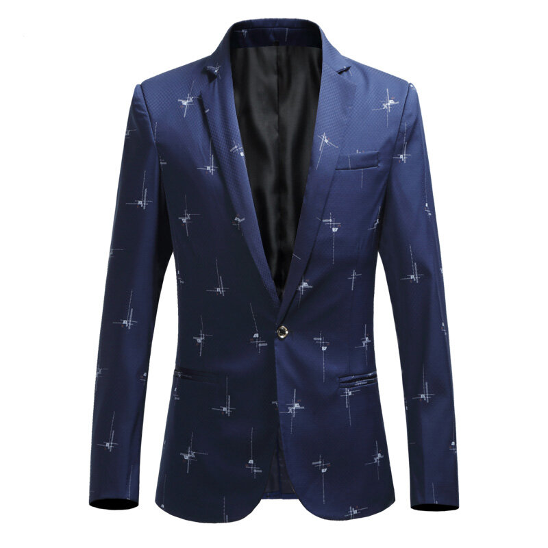 2021 Fashion Printed Suit Jacket Men's Slim-Fit Suit Jacket Business Casual Suit Host Dresses for Party Evening Gown Men's Plus