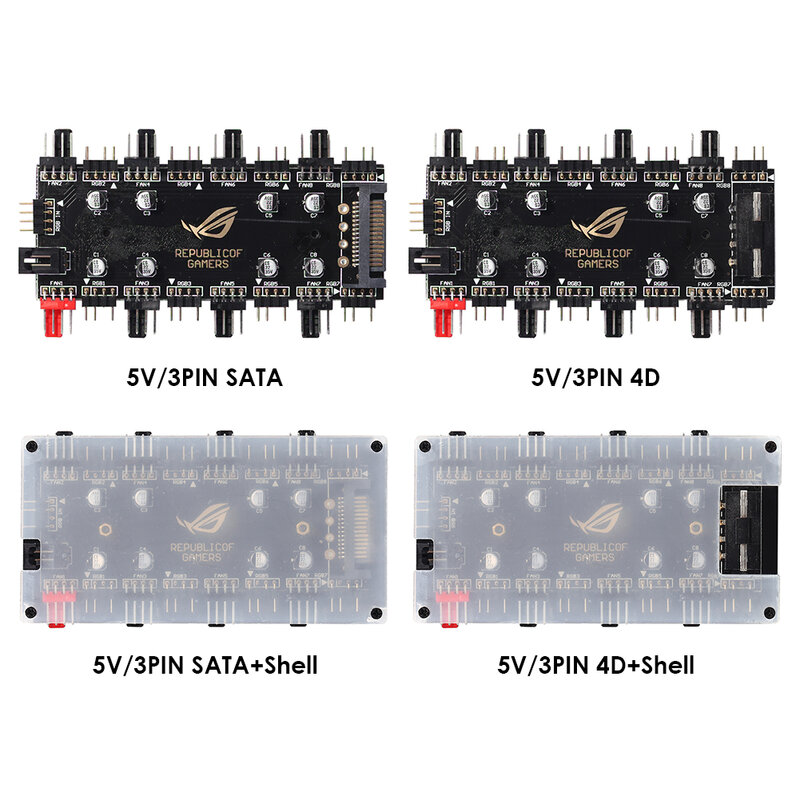 5 فولت/3 دبوس ARGB 4 دبوس مروحة PWM HUB 1 إلى 8 متعدد طريقة الخائن للكمبيوتر اللوحة LED قطاع ضوء التحكم محول مدعوم من SATA/4D