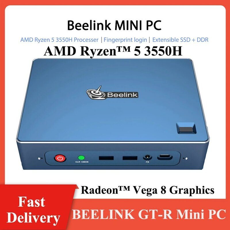 BEELINK GT-R جهاز كمبيوتر مصغر 3550H CPU 0 + 0G/8 + 256G/16 + 512G Radeon Vega 8 معالج الرسومات بلوتوث 4.2 كمبيوتر مصغر ذكي المنزل مكتب
