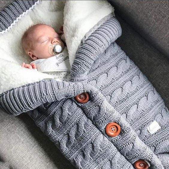 بطانية طفل دافئ محبوك الوليد قماش للف الرضع لينة نفخ كيس النوم Footmuff القطن المغلف ل عربة اكسسوارات بطانية