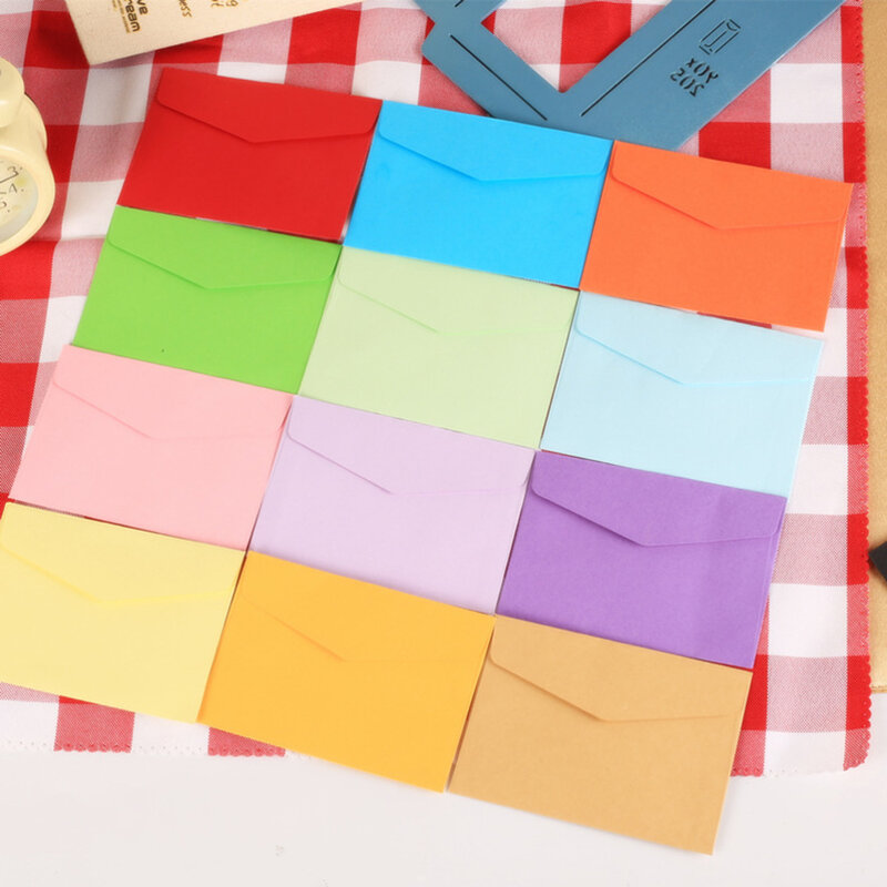100 قطعة من أظرف ملونة صغيرة من easyإغلاق نيون ملونة مغلفات متنوعة للبطاقات-لون عشوائي