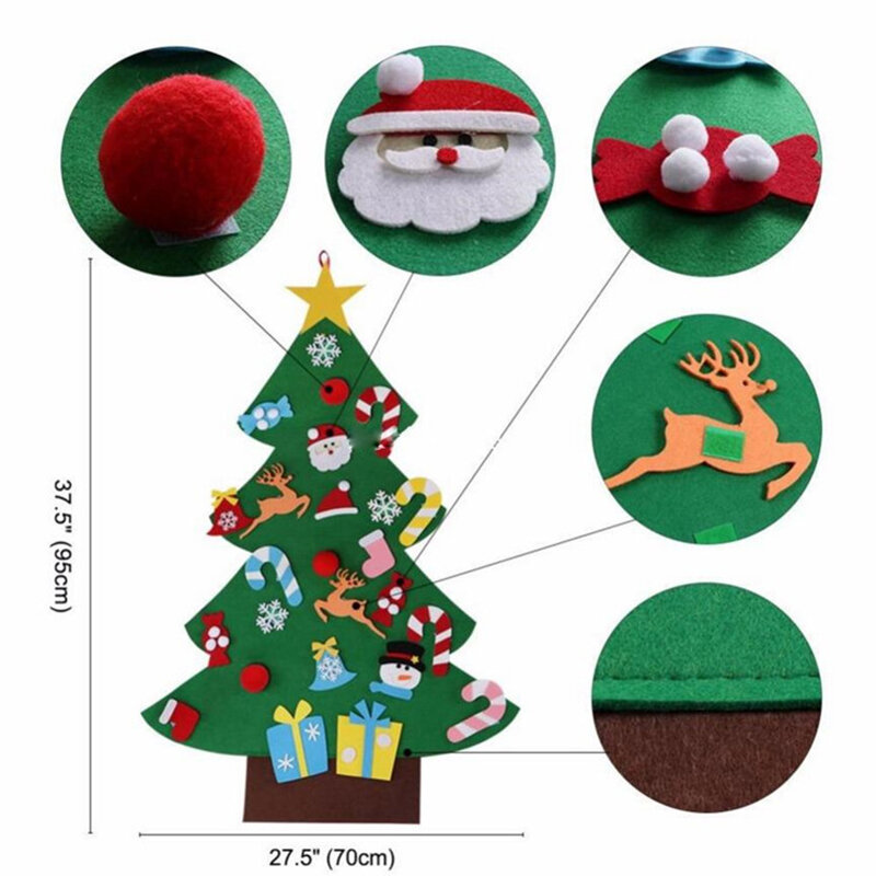 الطفل لعبة مونتيسوري 32 قطعة لتقوم بها بنفسك شعرت شجرة عيد الميلاد الصغار مشغول مجلس شجرة عيد الميلاد هدية لصبي فتاة باب الجدار زخرفة الزينة