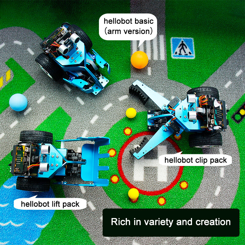 Yahboom 3 في 1 HelloBot سيارات لعبة مع إطار سبائك الألومنيوم ل Micro:Bit V2 V1 مجلس يمكن تحقيق ربط الشبكات