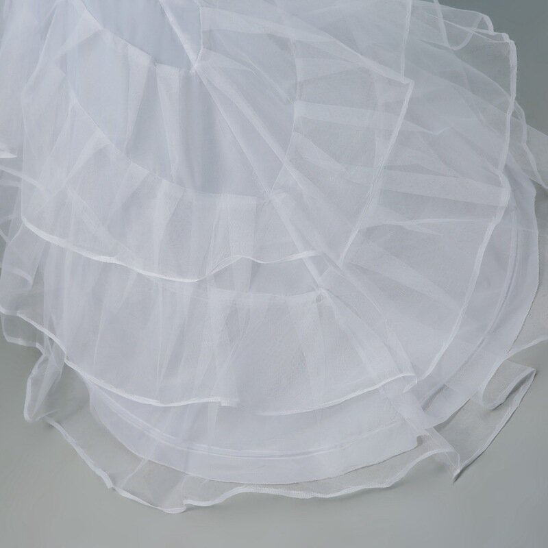 اثنين من الصلب خاتم مطاطا التعادل متعدد الطبقات شبكة ثوب نسائي أداء فستان العروس الزفاف ذيل كبير فستان الزفاف
