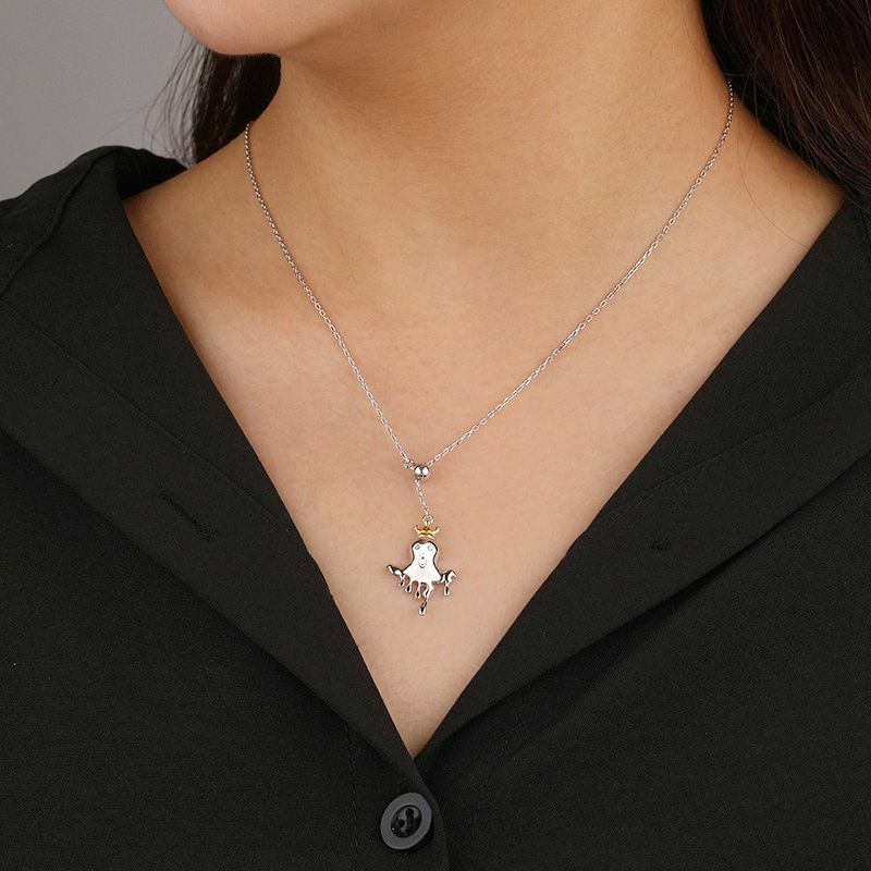 S'STEEL هالوين نمط تاج شبح شكل قابل للتعديل قلادة فضة 925 قلادة العصرية مصمم المرأة الجميلة مجوهرات