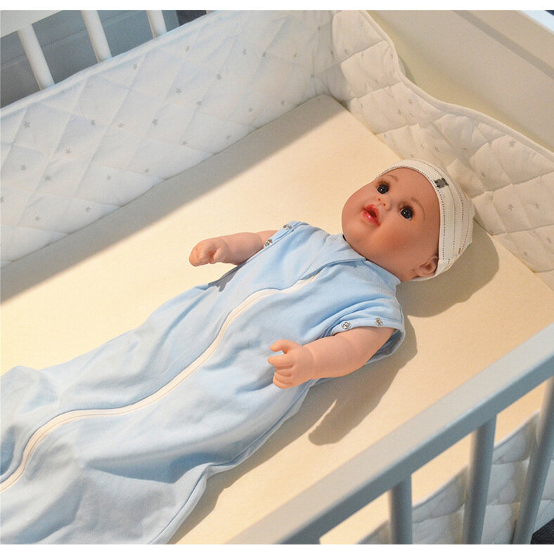 بطانية قطنية يمكن ارتداؤها للأطفال ، حقيبة نوم فائقة النعومة خفيفة الوزن بدون أكمام ، مناسبة للأطفال في سن 0-6 أشهر