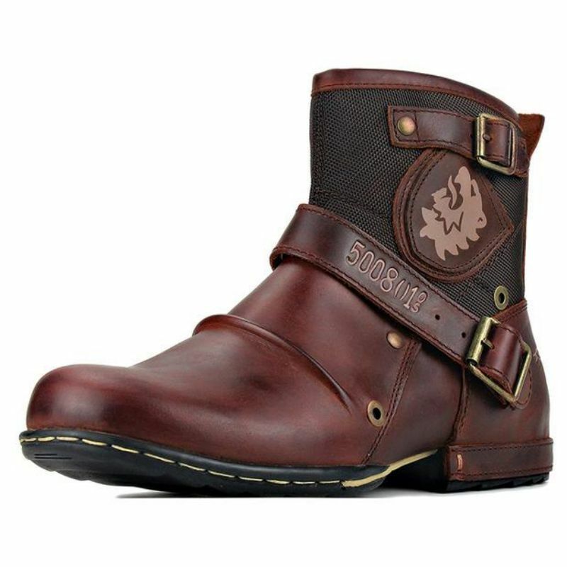 2021 الرجال بولي Leather جلد جديد اليدوية الرجعية دراجة نارية حذاء من الجلد جولة تو الوطنية موضة أحذية الشتاء أحذية قتالية غير رسمية ZZ352