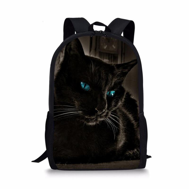 حقائب مدرسية للأطفال بنمط قطة سوداء ، حقيبة كتب ثلاثية الأبعاد ذات سعة كبيرة ، حقيبة ظهر مدرسية