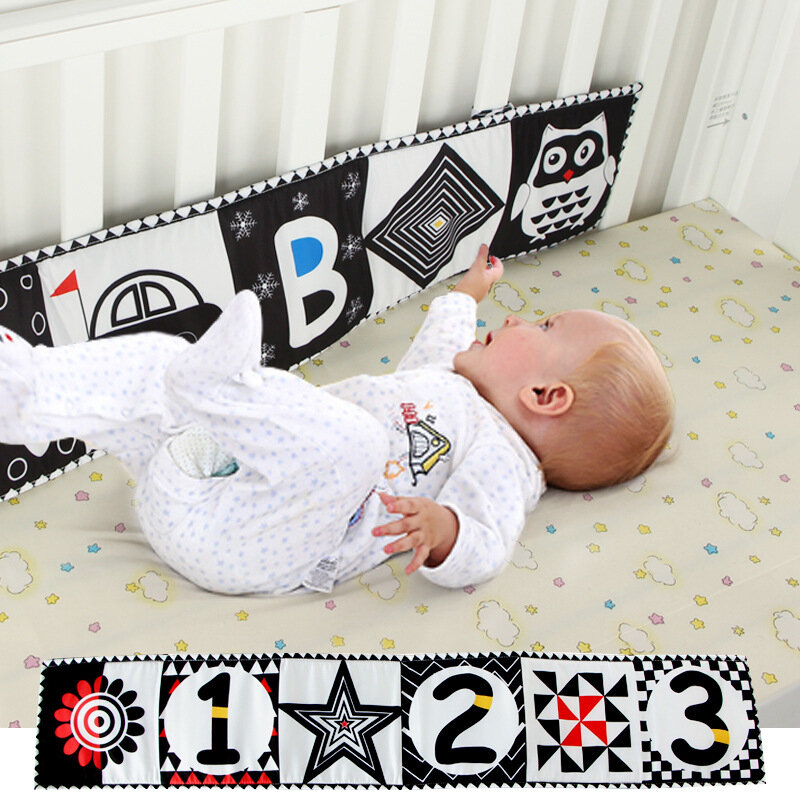 أبيض وأسود ألعاب الأطفال 0 12 أشهر التعليم تطوير سرير لعبة سرير بيبي الوفير سرير معلق في وقت مبكر لعب للتعلم للأطفال الرضع