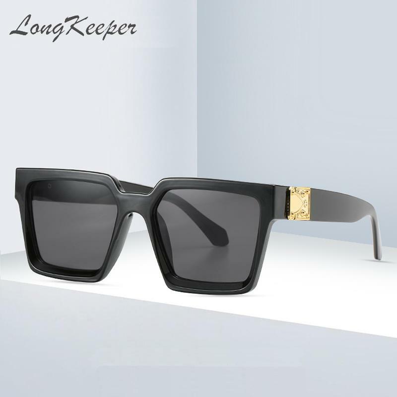 Longguard المتضخم مربع النظارات الشمسية الرجال النساء الرجعية نظارات شمسية ماركة فاخرة Vintage مصمم UV400 نظارات Oculos دي سول